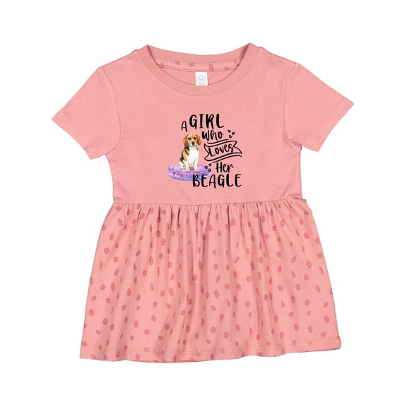 Inktastic A Girl Who Loves Her Beagle Girls Baby Dress