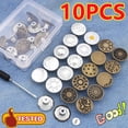 thumbnail image 1 of 10PCS Jeans Buttons Replacement 17mm No Sewing Metal Button Repair Kit Nailless Removable Jean Buttons Set Sewing AccessoriesStyle 13 He Qiyong unisex, 1 of 1