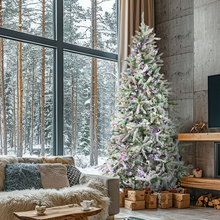 Fraser Hill Farm 9 ft Flocked Mountain Pine Artificial Christmas