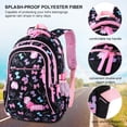 thumbnail image 4 of Sac d'École, Sac à Dos d'École pour Filles, Sac d'École, Sac à Dos, Sac de Jour pour Enfants, 3 Pcs pour l'École et les Loisirs, Noir, 4 of 6