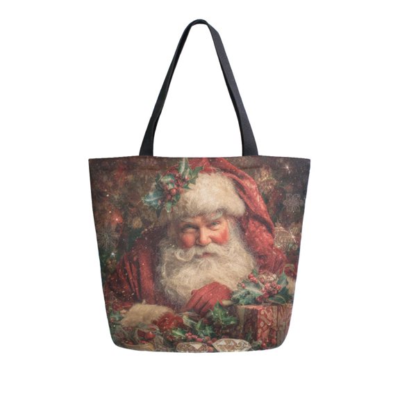 Canvas Tote Bag Large Canvas Bag 13.5x5.1x15 Inch Shopping Canvas Bag Suitable For Outing Shopping Travel Out Of Large Capacity Storage Warm Lovely Santa Claus