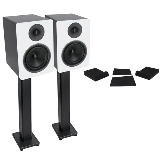 2) Rockville APM6W 6.5" 2-Way 350 Watt Powered USB Studio Monitors Stands Pads