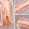 thumbnail image 3 of Clear Plastic Pink Zippered Toiletry Carry Pouch TSA Approved Toiletry Bag Portable Cosmetic Makeup Bag for Vacation, Bathroom and Organizing (Pink 3Pcs, Small), 3 of 14