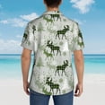 thumbnail image 4 of Honeii green plaid Moose tree Print Men’s Hawaiian Shirt,Classic Button-Down Short Sleeve Shirt, for Beach, Vacation, and Outdoor Activities,Medium, 4 of 7