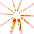 thumbnail image 3 of Juego de 10 Uds. De pinceles de nailon para pintar el pelo, punta redonda para arte de uñas, mango d Irfora Rosa, 3 of 7