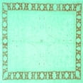 thumbnail image 1 of Ahgly Company Machine Washable Indoor Square Oriental Turquoise Blue Traditional Area Rugs, 5' Square, 1 of 4