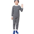 thumbnail image 2 of Runhomal Kids Thermal Underwear Set Boys Girls Base Layer Long Johns Mock Neck Top with Pants Warm Dark Gray 100, 2 of 4