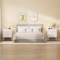 thumbnail image 3 of Yeshouse Cómoda de 3 cajones para el dormitorio, armario moderno vestidores pecho de cajones, pequeña mesita de noche estriada para el dormitorio, de color blanco, 3 of 9