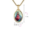 thumbnail image 3 of Bling Jewelry Womens Oval Medal Sacred Heart Jesus Pendant Necklace Gold Plated, 3 of 4