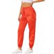 thumbnail image 1 of Pantalones cargo de satén sedoso de tiro alto elástico con cordón para mujer Naranja brillante XL, 1 of 6