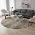 thumbnail image 2 of HomeRoots 671039 8 ft. Taupe & Beige Striped Transitional Washable Round Area Rug with UV Protection, 2 of 9