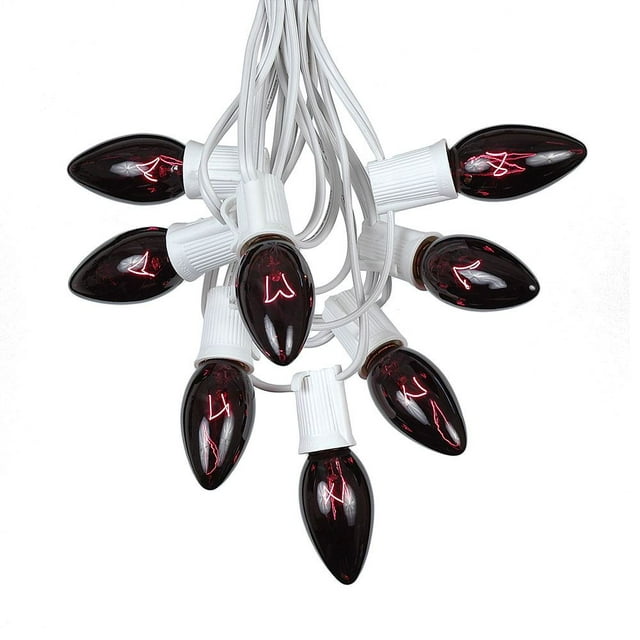 Novelty Lights 100' C9 Dark Purple Incandescent Christmas String Light Set, Outdoor Christmas Light String, Christmas Bulbs, Roofline Light String, White Wire