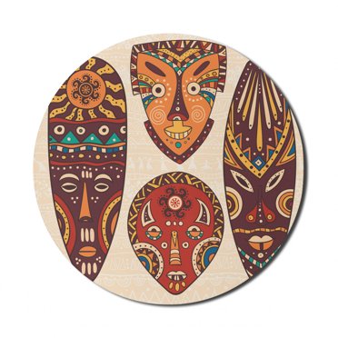 Tribal Mouse Pad for Computers, Folkloric Art Pattern on Accessories Indigenous Culture Colorful Artwork Print, Round Non-Slip Thick Rubber Modern Gaming Mousepad, 8" Round, Multicolor, by Ambesonne