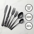 thumbnail image 2 of 24 Piece Black Silverware Set with Steak Knives, Stainless Steel Flatware Set for 4, Mirror Polished Cutlery, 2 of 8