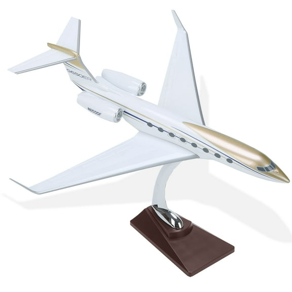 1:100 Scale Jet Model Airplane with Solid wood Stand, 650 Business Jet Model, Aviation Airliner for Display Collections or Gift