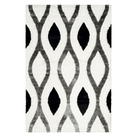 SAFAVIEH Miami Lecia Geometric Shag Area Rug  Ivory/Grey  3  x 5 Shag Rug Collection. Plush And Dense Pile Perfect For Living And Bedroom Décor. Make a bold contemporary statement in the living room  bedroom or den with a sculpted Miami Shag rug from Safavieh. Referencing Art Deco  pop art and graphic forms  Safavieh uses soft  long-wearing polypropylene yarn for this collection of multi-level power loomed rugs designed with an eye toward style  easy of care and plush comfort underfoot. Choose the Miami Shag rug as the perfect focal point in a transitional living room or bedroom.