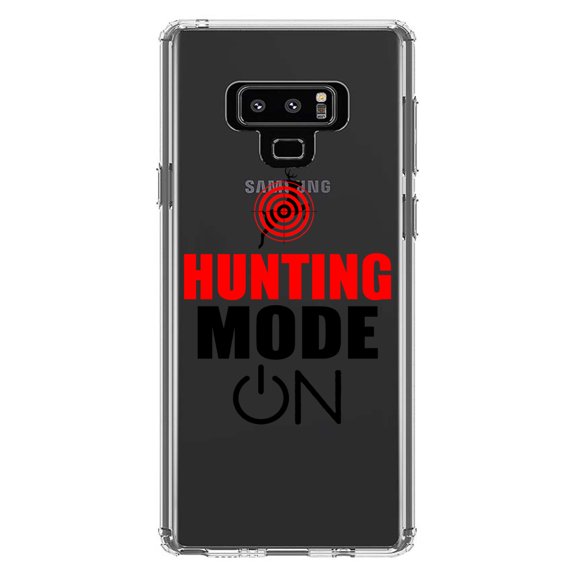 DistinctInk Clear Shockproof Hybrid Case for Samsung Galaxy Note 9 - TPU Bumper Acrylic Back Tempered Glass Screen Protector - Hunting Mode - ON