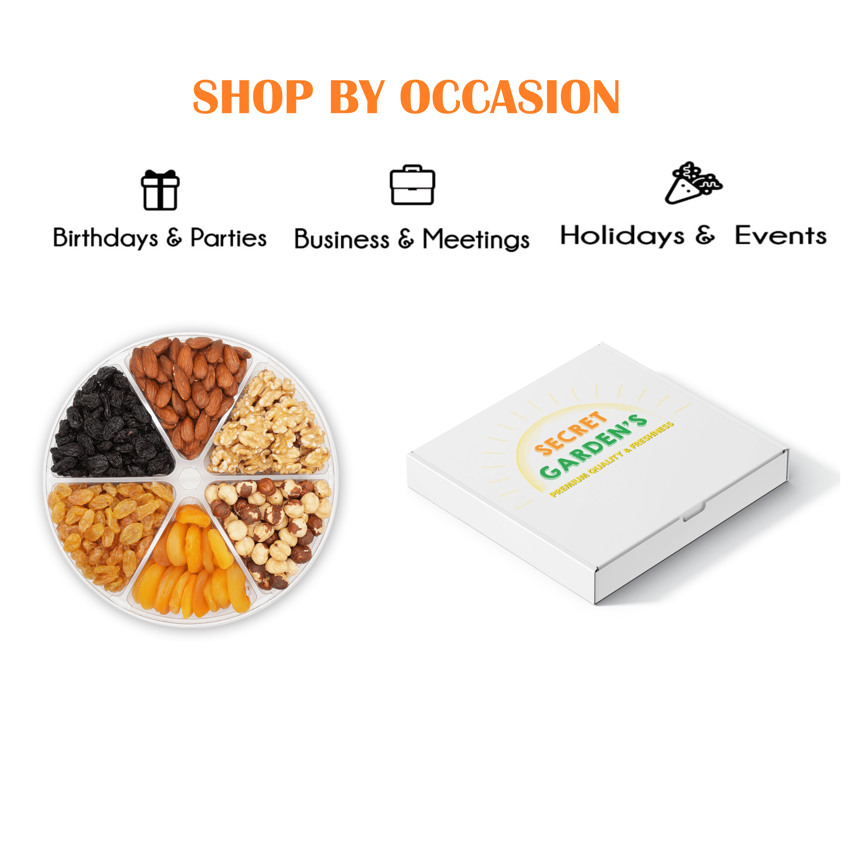 Dry Fruit and Nuts Basket, Customer Gift Box for Holiday, Gourmet, Birthday Mom, Secret Garden's