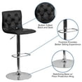 thumbnail image 6 of Flash Furniture 2 Pk. Contemporary Button Tufted Black Vinyl Adjustable Height Barstool with Chrome Base, 6 of 14
