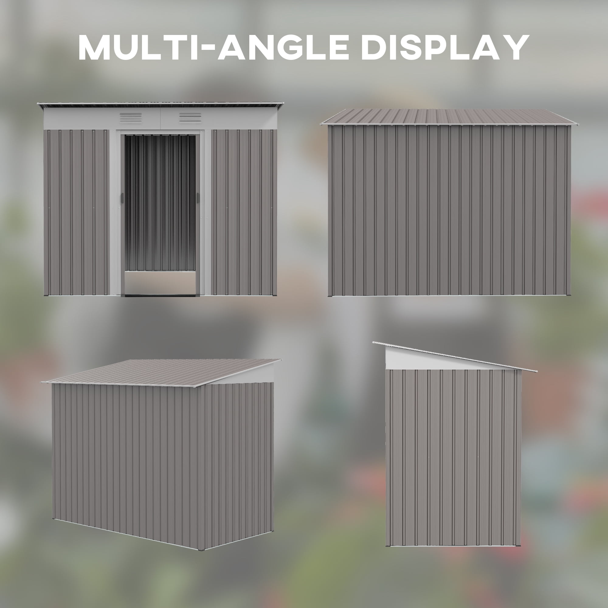 Outsunny 7'x4' Metal Garden Storage Shed with Vents, Light Gray, Steel Frame