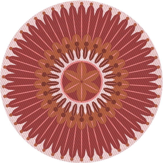 Ahgly Company Indoor Round Patterned Pastel Pink Area Rugs, 5' Round