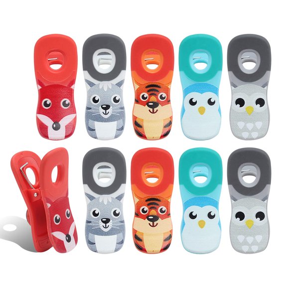 Cook with Color Cute Magnetic Bag Clips, 10 Piece Set of Chip Clips, Animal Pals
