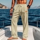 thumbnail image 1 of Pantalones casuales de longitud completa para hombre, color sólido, bolsillo, cintura elástica, rectos, de poliéster., 1 of 8