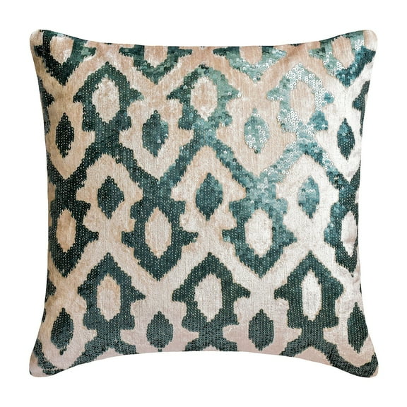 Decorative Pillow Cover, Teal Blue 16"x16" (40x40 cm) Throw Pillow Covers, Velvet Sequins Throw Pillows For Couch, Abstract Pattern Modern Style - Peacock Insights