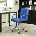 thumbnail image 2 of JUMMICO Modern Office Vanity Chair - PU Leather Mid-Back Rolling Chair for Office, Teen, and Bedroom Desks (Blue), 2 of 14