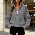 thumbnail image 5 of Horkkom Mock Neck Sweatshirt for Women Casual Trendy Drawstring Tops Quarter Zip Pullover Fall Sweatshirts L, 5 of 8