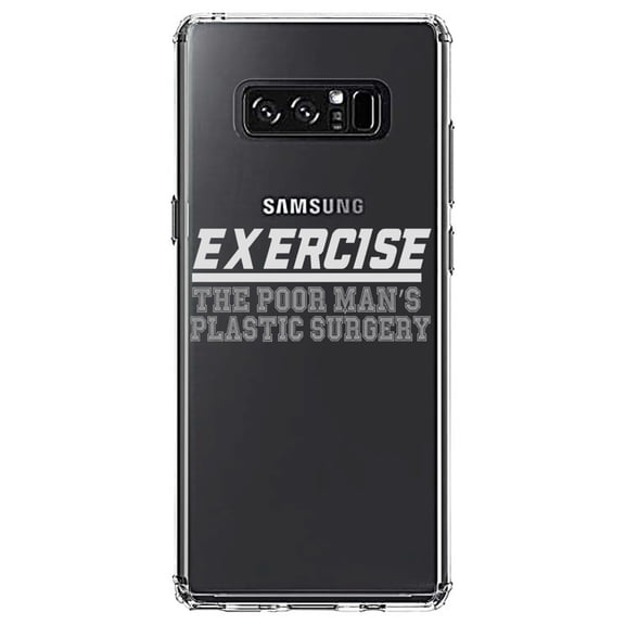 DistinctInk Clear Shockproof Hybrid Case for Samsung Galaxy Note 8 - TPU Bumper Acrylic Back Tempered Glass Screen Protector - Exercise The Poor Man's Plastic Surgery