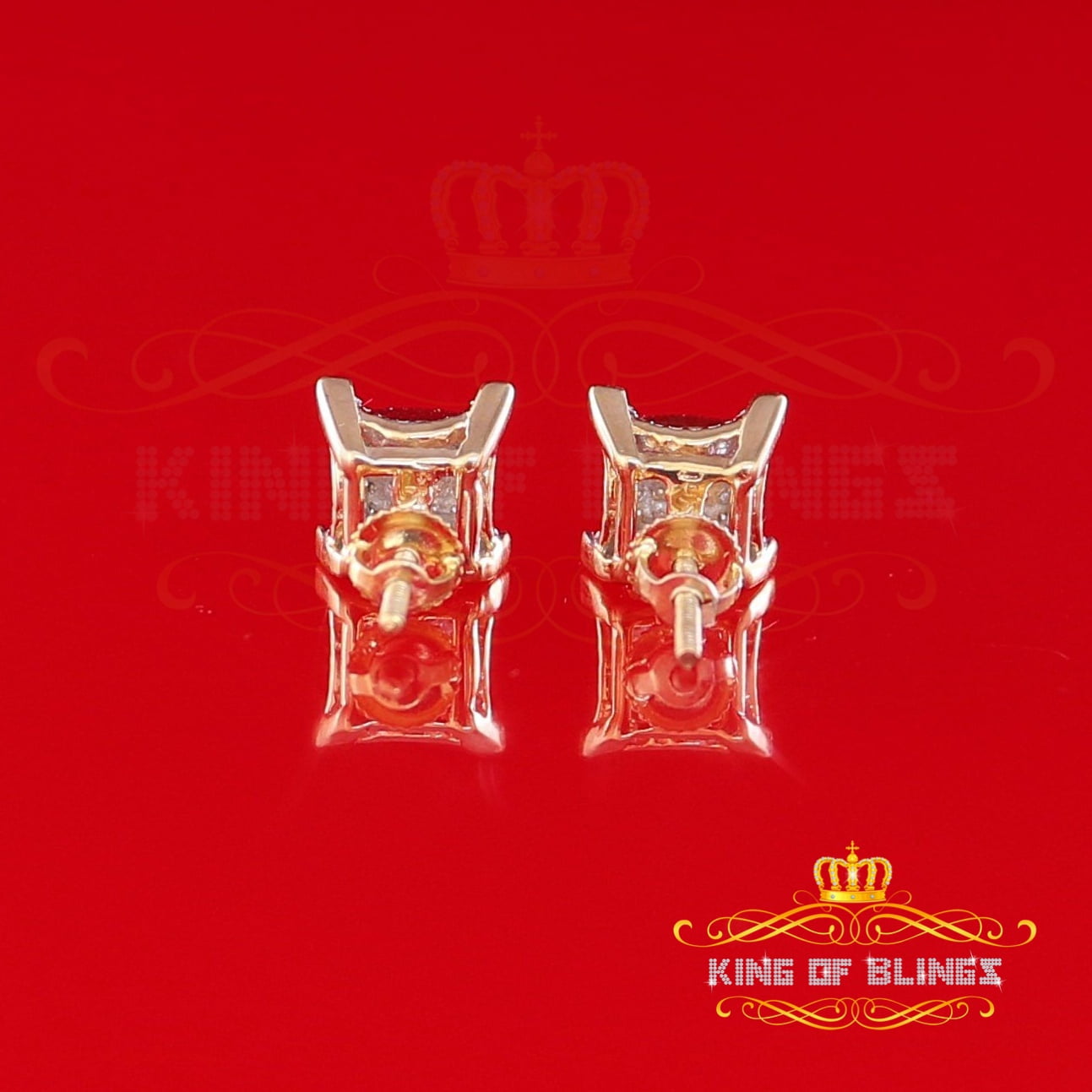 King of Bling's 10K Real Yellow Gold with 0.15CT Real Diamond Men's/Women's stud Square Earrings