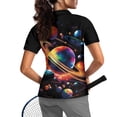 thumbnail image 2 of FUIALDOLG Vibrant Outer Space & Planet Pattern Women Short Sleeve Golf Shirts for Tennis Outdoor, Quick Dry Polyester Polo Shirts Soft Moisture Wicking Golf Short Sleeve Shirt, 2 of 10
