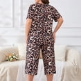 thumbnail image 3 of Yuanlong Womens Pajama Sets Summer V-Neck Short Shirts & Capri Pants Leopard Pattern 2 Piece Lounge Set Loungewear Fashion Ladies Comfort Nightwear, 3 of 8