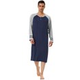 thumbnail image 1 of Camisones de hombre Contraste Color Henley Sleep Shirt Lounge Sleepwear Camisón Pijamas gris marino L Unique Bargains Camisone, 1 of 5
