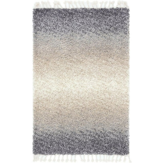 Unique Loom Hygge Shag Plush & Cozy Area Rug 4' x 6' Rectangle Gray/Ivory