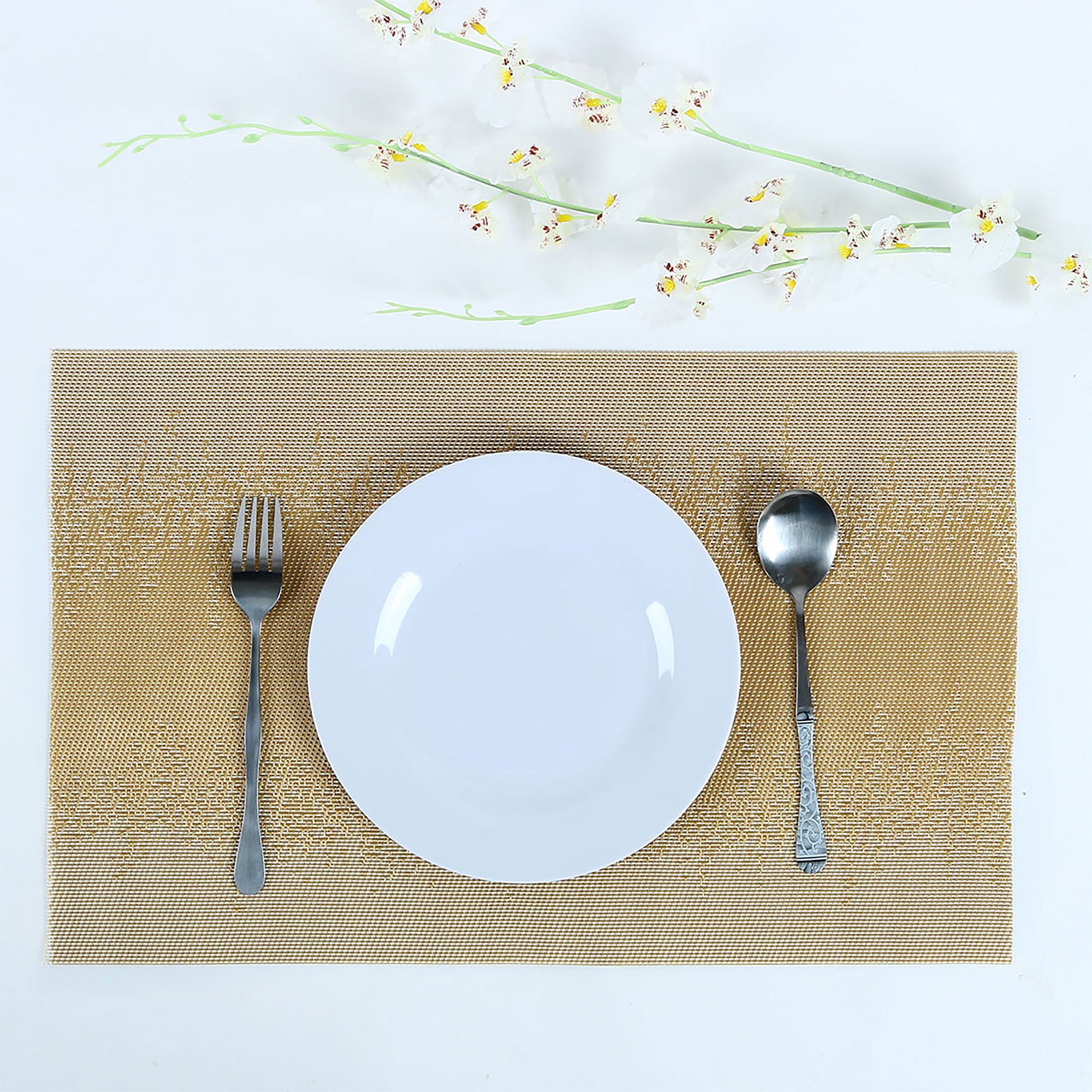 Heatresistant Table Mat PVC Placemat Golden Tone(Modern Style) 6pcs