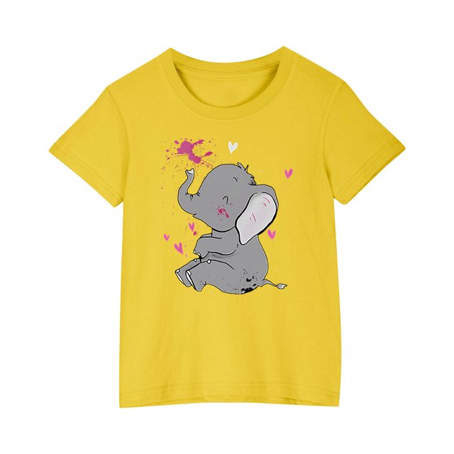 RXIRUCGD 2025 Vêtements d'Été pour Enfants T-shirt Imprimé Mode Mignon Col Rond Manches Courtes