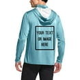 thumbnail image 6 of FAVIPT Men's Sun Shirt Printing Long Sleeve Hooded Shirts Lightweight Rash Guard Soft Shirts Outdoor Hiking UPF 50+ Outwear with Mask 2025 Light Blue,XXL, 6 of 7