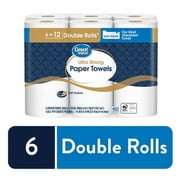 (6 pack) Great Value Ultra Strong Paper Towels, Split Sheets, 6 Double Rolls