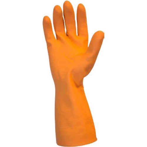 Safety Zone Orange Neoprene Latex Blend Flock Lined Latex Gloves - Chemical Protection - X-Large Size - Orange - Straight Cuff, Fish Scale Grip, Flock-lined - For Dishwashing, C | Bundle of 2 Dozen