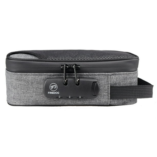 Bolsa de almacenamiento para acampar, bolsa para pipa para fumar cigarrillos, a prueba de olores con estuche con candado (gris)