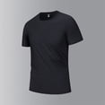 thumbnail image 1 of Blusas y camisas de manga corta con cuello redondo para hombre, blusas/camisetas casuales de verano a la moda de color liso con cuello redondo para hombre., 1 of 9