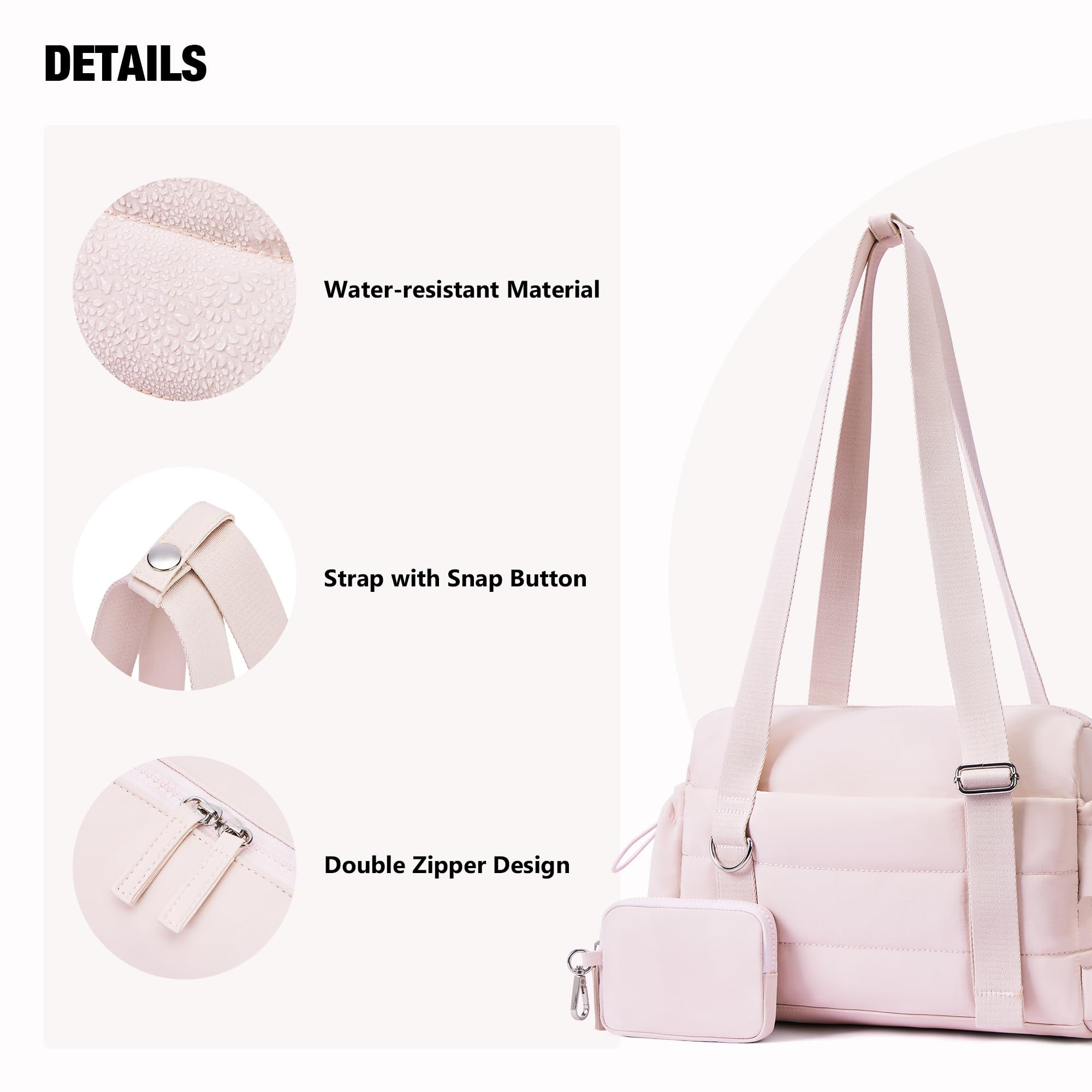XINLANER Mini Gym Bag for Women, Small Gym Tote Bag Puffy Quilted Sports Duffel Bag with Wet Compartment and Coin Purse Duffel Bags Dance Yoga Workout Bag