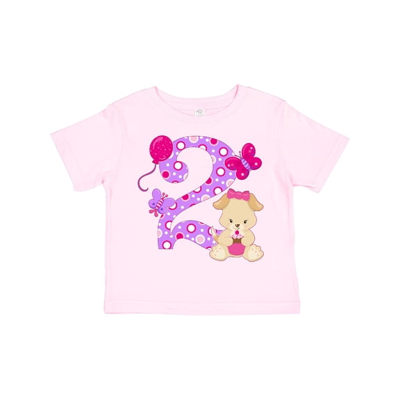 Inktastic Second Birthday with Cute Puppy and Butterflies Boys or Girls Toddler T-Shirt