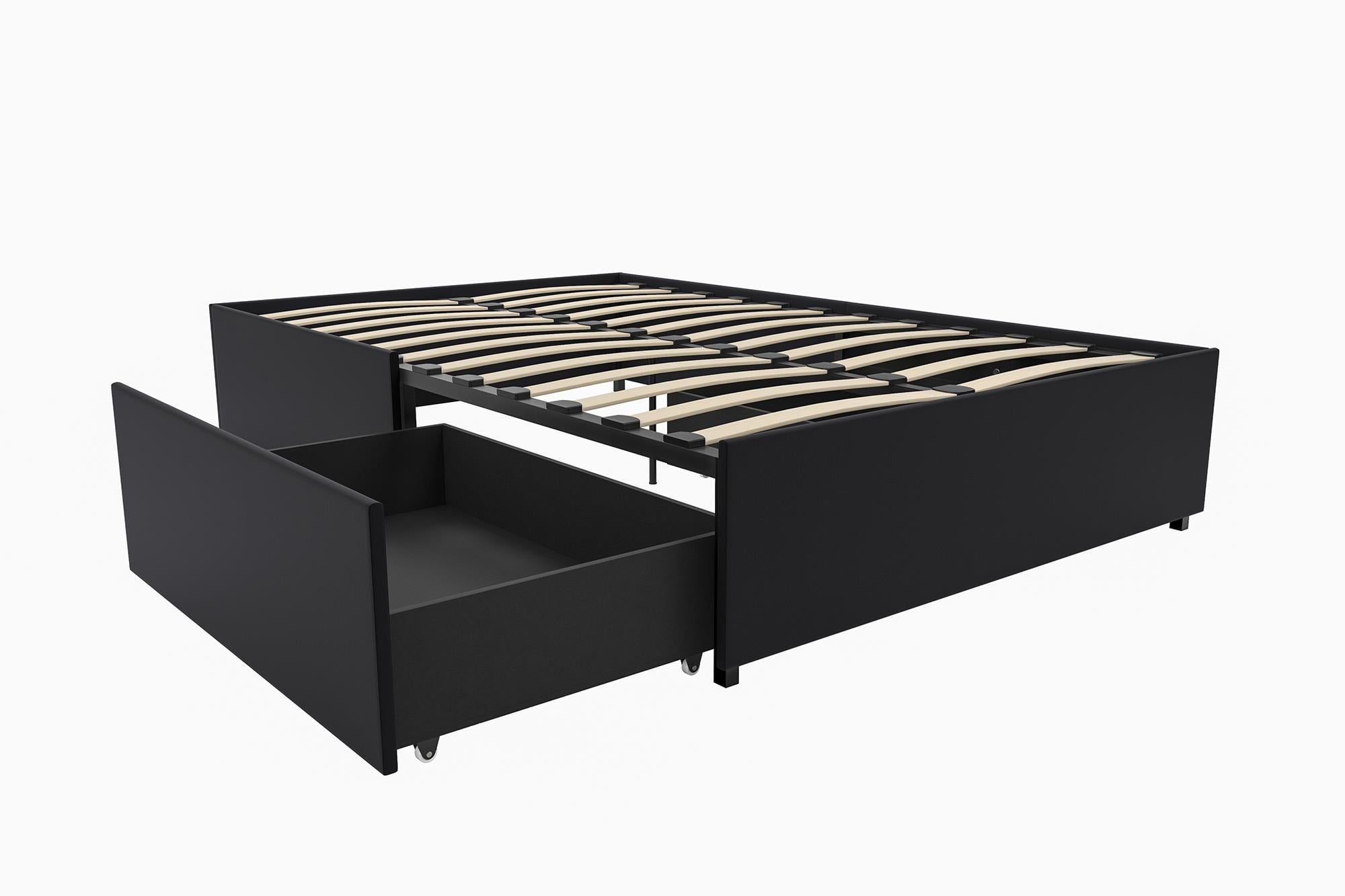 DHP Maven Platform Bed with Storage, Full, Black Faux leather