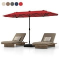 thumbnail image 1 of Gymax 13 FT Patio Umbrella Double-Sided Market Umbrella w/ 36 Solar-Powered LED Lights Wine, 1 of 10