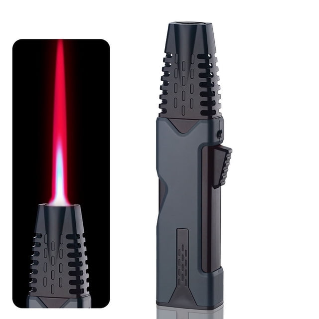 CEHVOM Windproof Straight Torch Blue Flame Lighter Butane Torch Turbine Torcher Inflatable Gas Windproof Lighter Refillable Butane Lighter For Outdoor BBQ Baking
