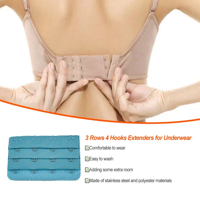Rallonge de Bretelle de Soutien-Gorge Boucle 4 Crochets Élastique Universelle Bretelle d'Extension Respirante Accessoires Pratiques Remplacement Réglable 3 Rangées sous-Vêtements Vert