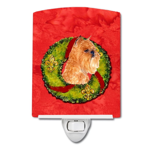 Caroline's Treasures SS4183CNL Brussels Griffon Cristmas Wreath Ceramic Night Light, 6x4x3", multicolor